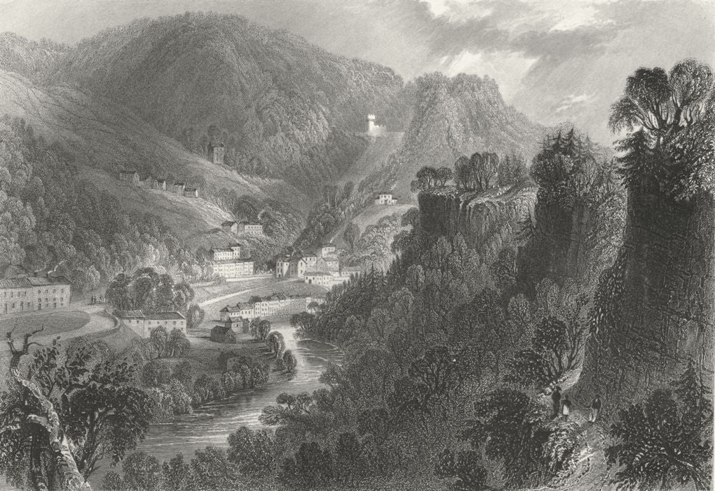 DERBYS. Matlock Bath. WH Bartlett 1842 old antique vintage print picture